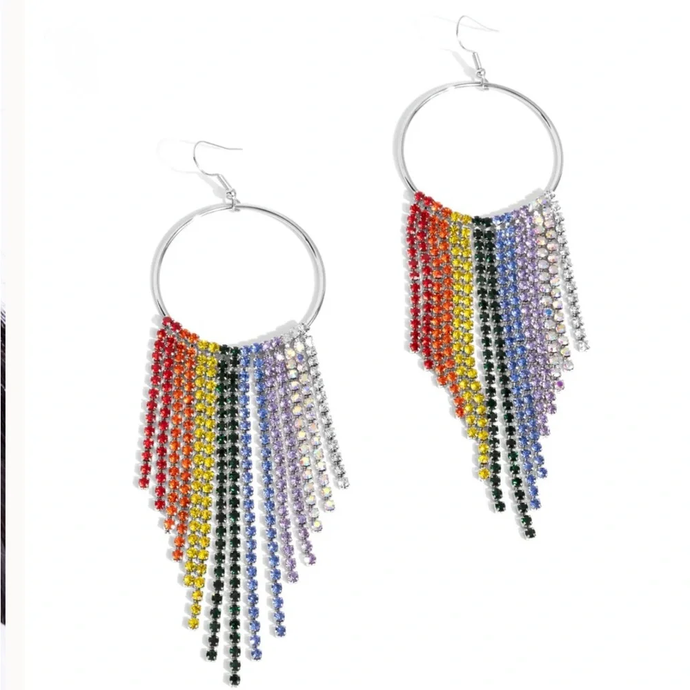 Paparazzi Streamlined Shimmer Multicolored Earrings, NWT. Rare Piece.